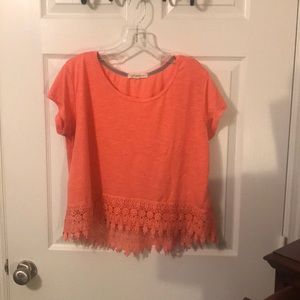 Rewind Crop Top Embroidery Peach Large